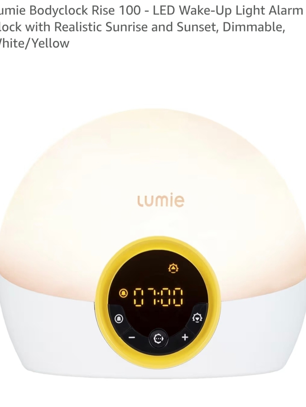 Lumie Bodyclock Rise 100 Wake-Up Light - White with Yellow Accent